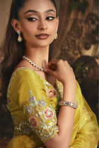 The 'Chartreuse Bloom' Saree (5487 GS-98)