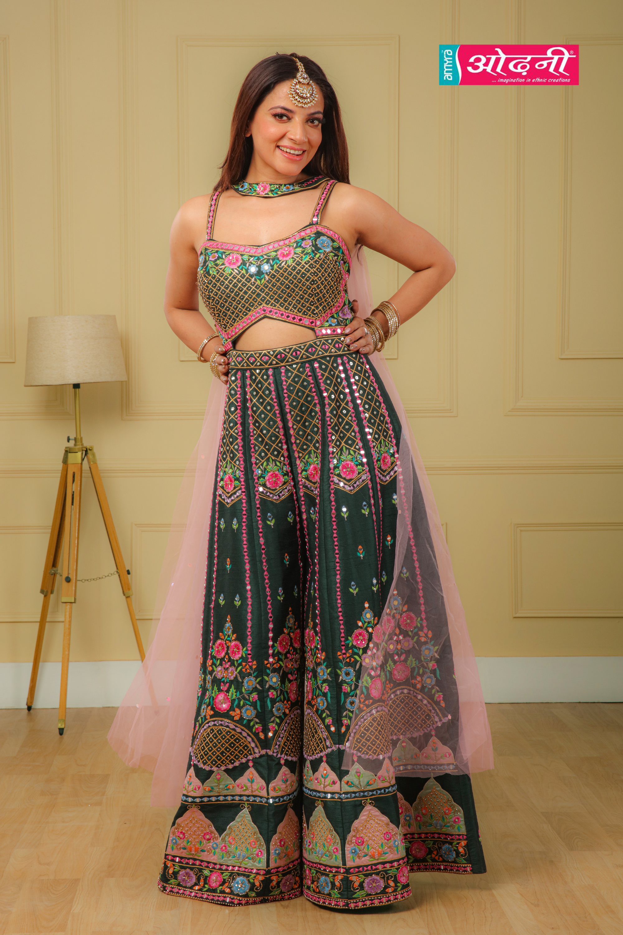 Emerald Mirror Work Jumpsuit (JV-1632 D-86) Secondary image