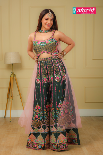 Emerald Mirror Work Jumpsuit (JV-1632 D-86)