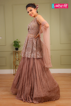 Mauve Layered Anarkali Short kurti and skirt (SA-23143 D-71)