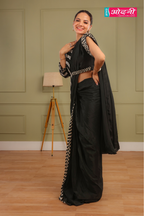 Black Geometric Pre-Drape Saree (ME-1557 B-87)