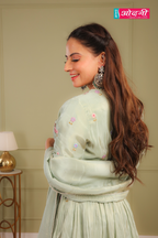 Floral Green Embroidered Sharara Suit (12049 GS-104)