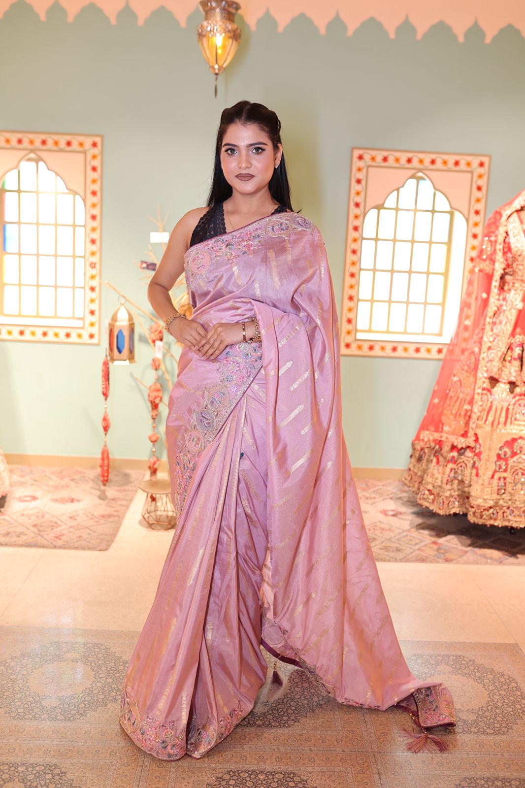 Light Pink Handloom Saree with Delicate Embroidery