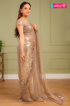 Champagne Gold Liquid Sequin Saree (847-B D-1)