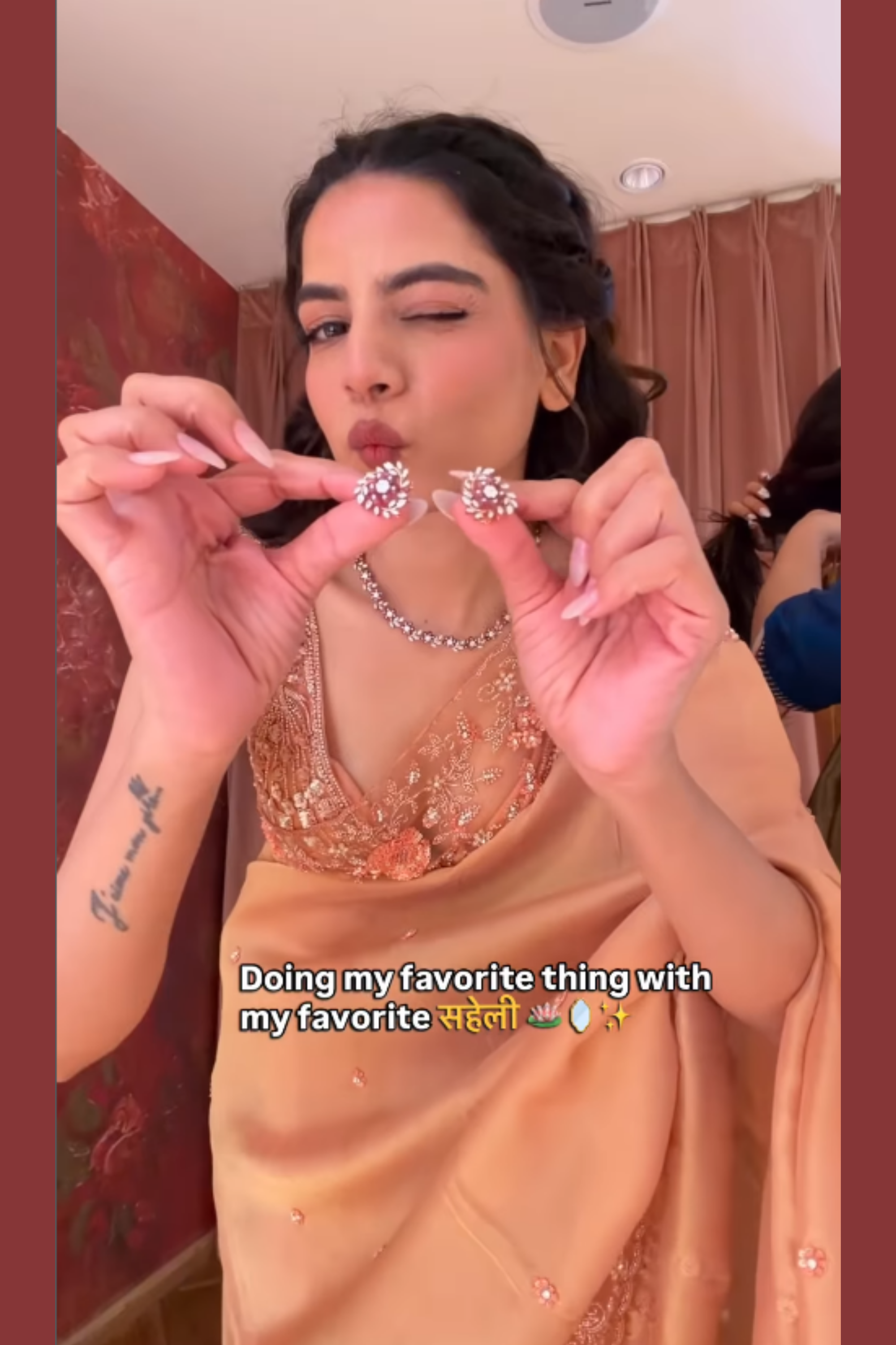 Peach Blossom Sheer Saree Secondary image