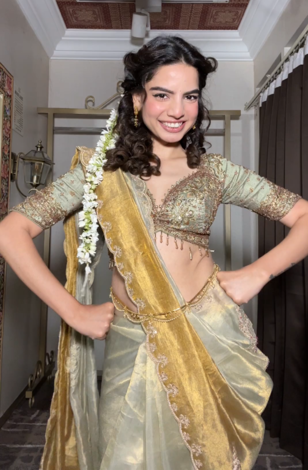 Gilded Sage Organza Saree (8958 B-88) Main image