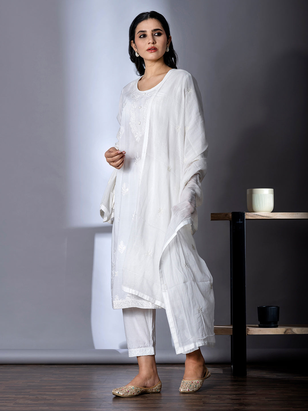 Ivory Chikankari Grace Kurta Set