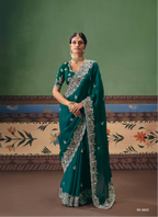 Emerald Green Silk Georgette Saree