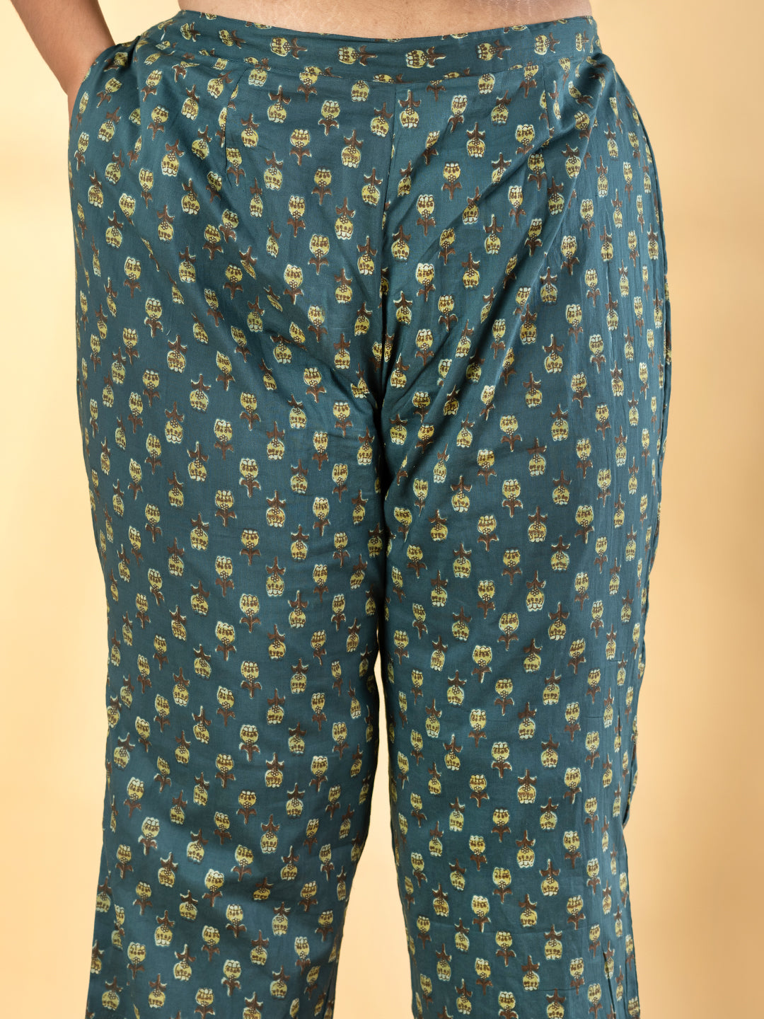 Elegance Olive Floral Kurta Pant Set