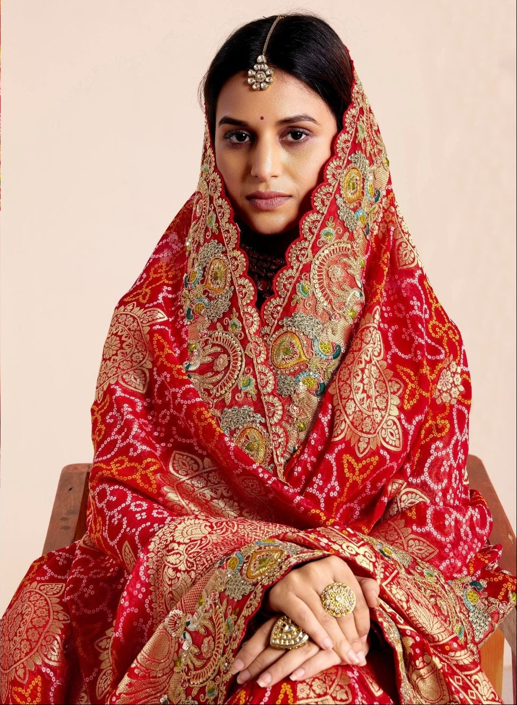Roshini Bandhani Heritage Saree