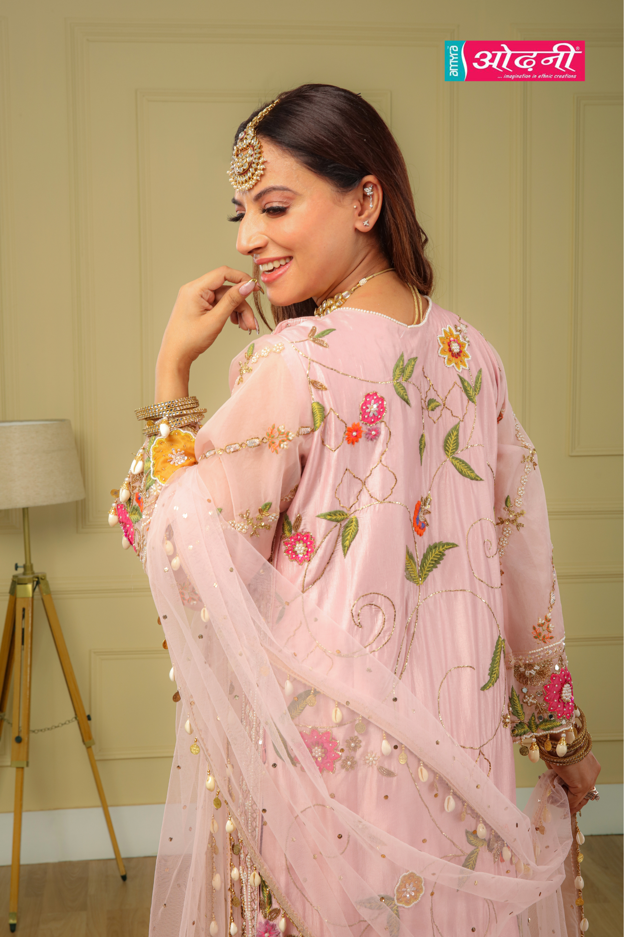 Flowery Pink Embroidered Suit (762-L D-17)