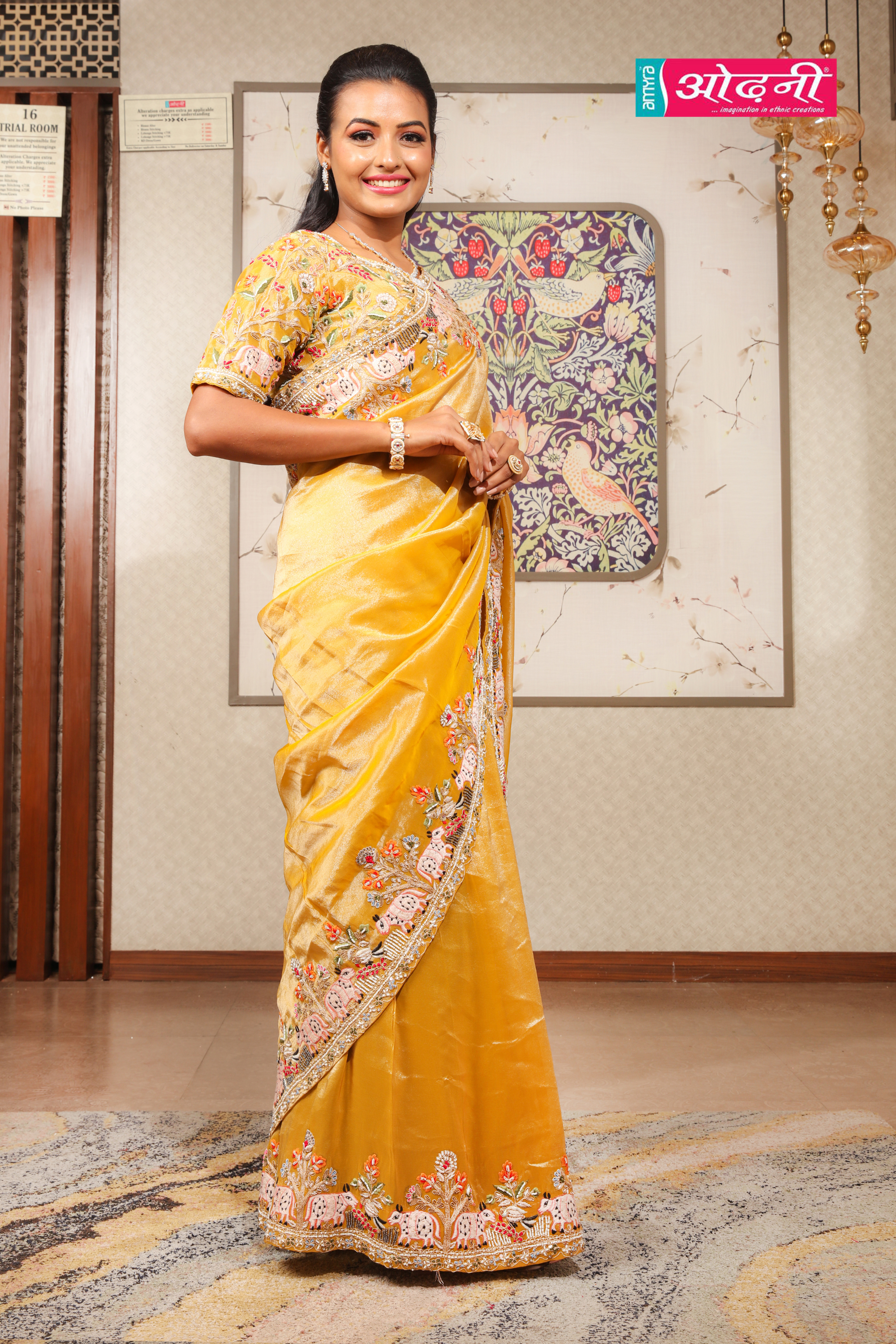 Mustard Bloom Embroidered Preety Saree (A-664 B-181)