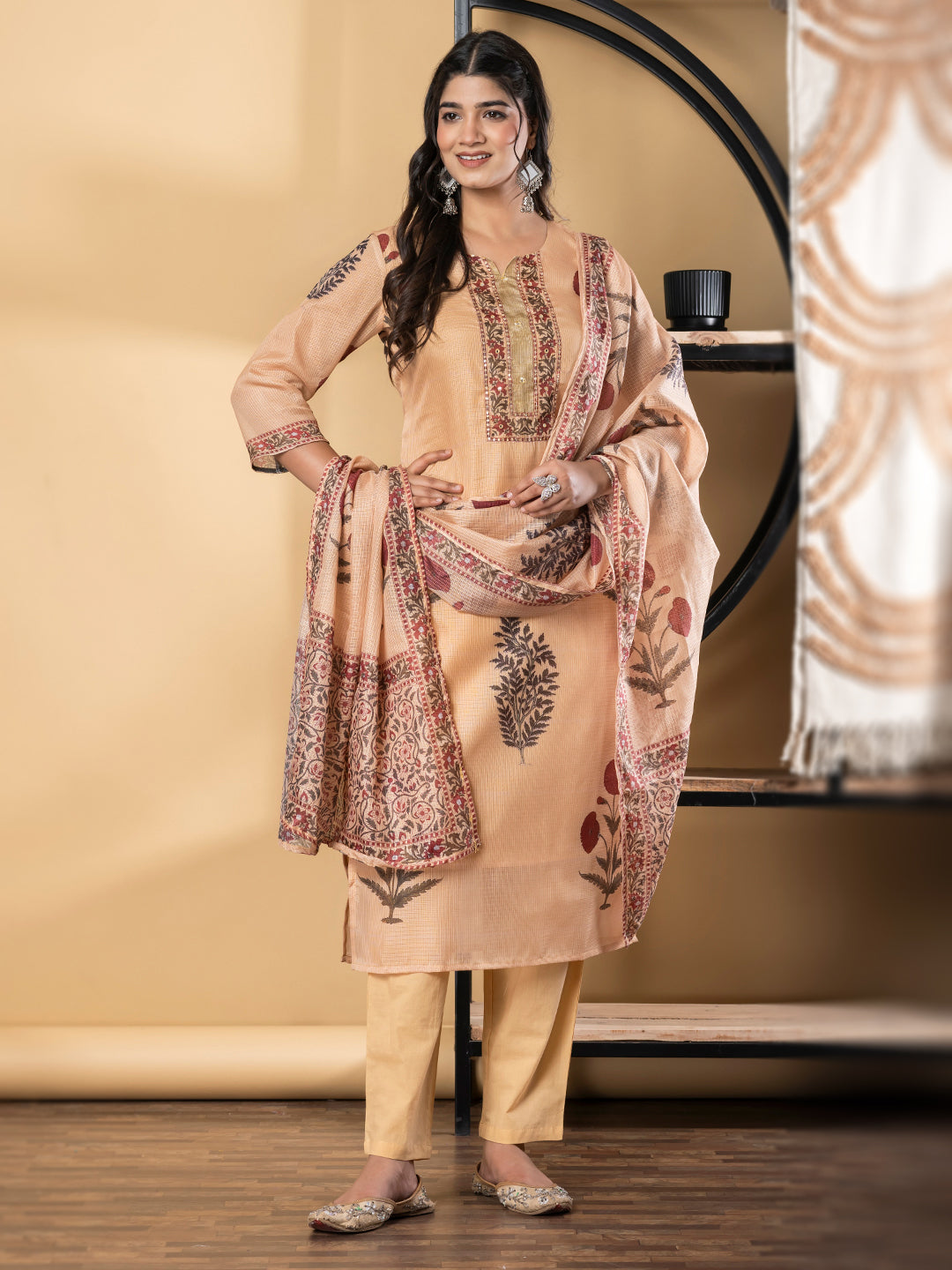 Peach Blossom Heritage Kurta Set