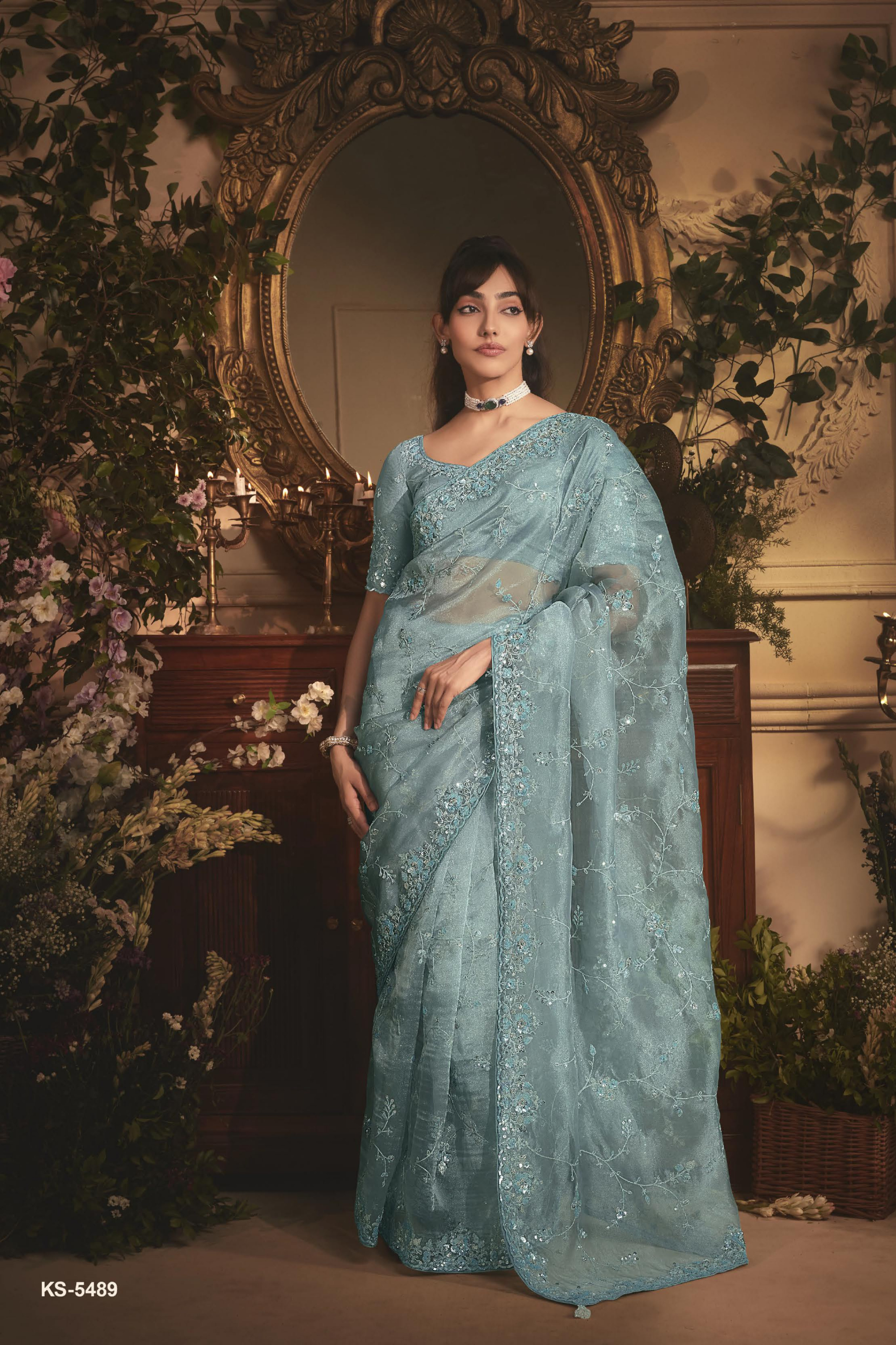 The 'Aqua Dream' Saree (5489 GS-98) Main image