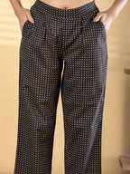 Elephant Print Cotton-Silk Suit with Tassel Accents