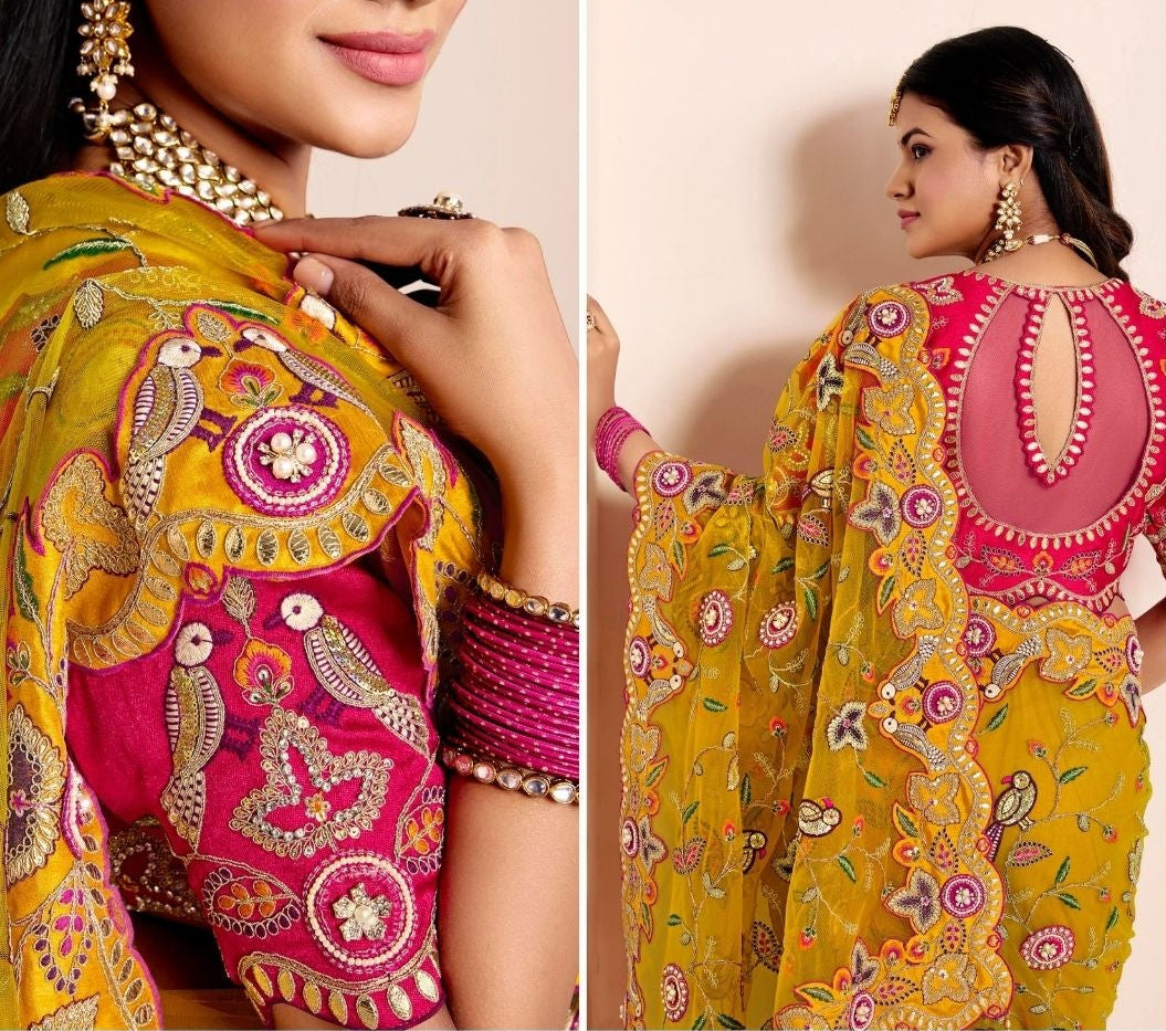 Mayura Organza Yellow saree
