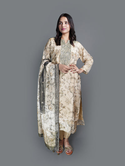 Neutral Sepia Print Kurta Set (GB-5527 R-30)