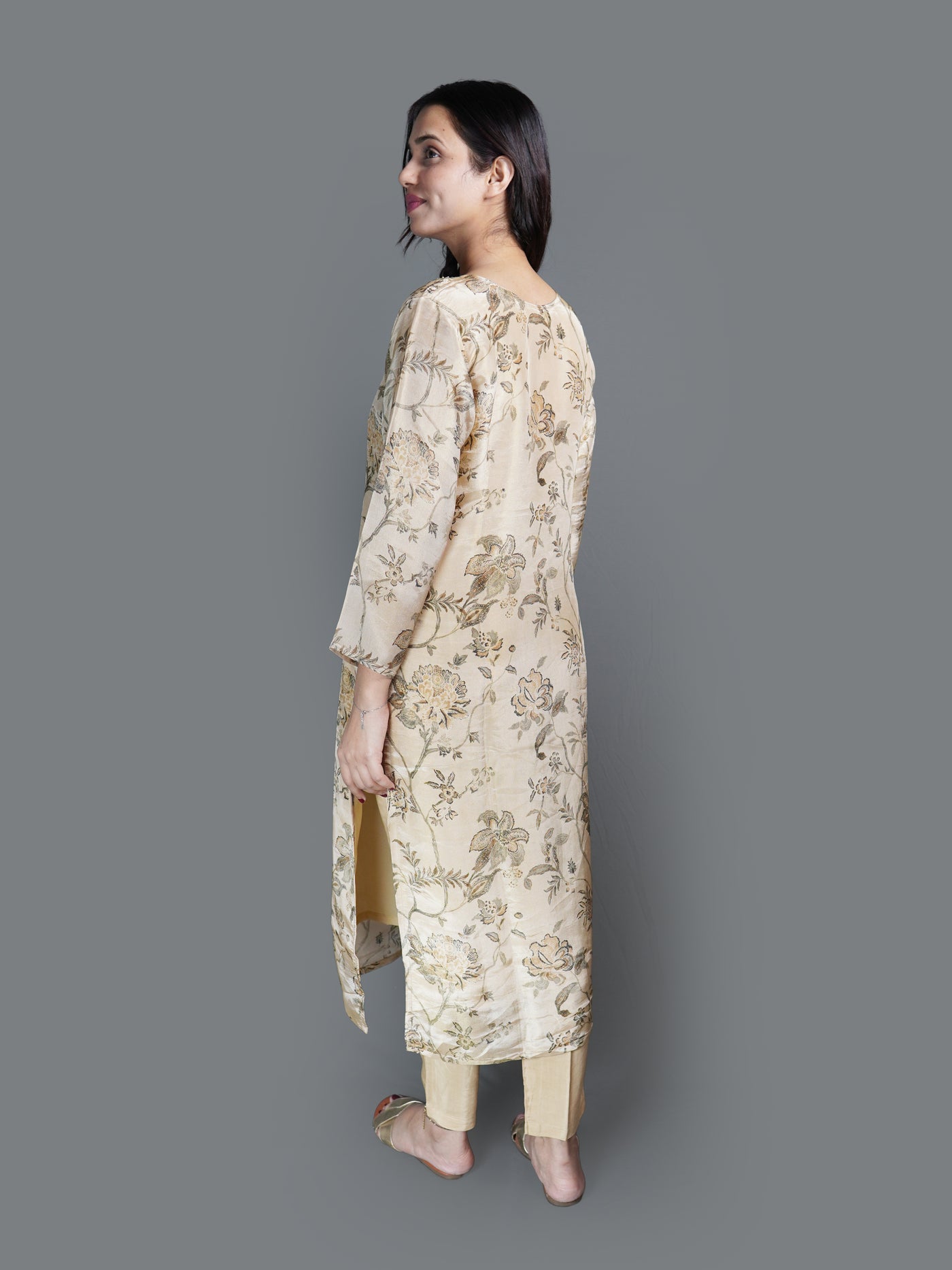 Neutral Sepia Print Kurta Set (GB-5527 R-30)
