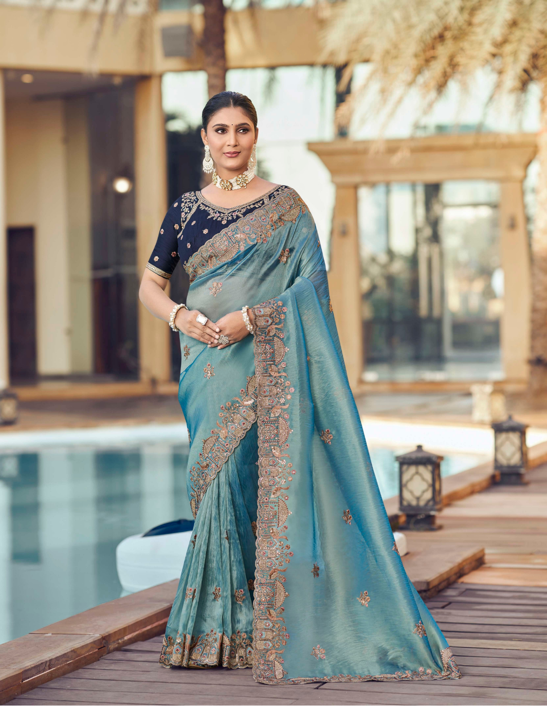 Designer Shimmer Saree Main image
