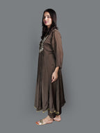 Mocha Brown Forest Silk Kurta Set (25-1973 R-7)