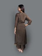 Mocha Brown Forest Silk Kurta Set (25-1973 R-7)