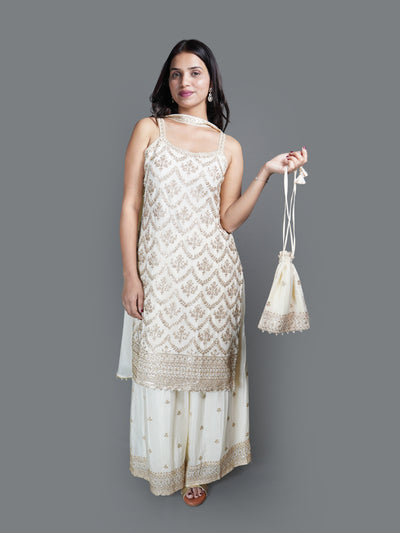 Ivory Dream Floral Sharara Set (GB-5847 SH R-30)
