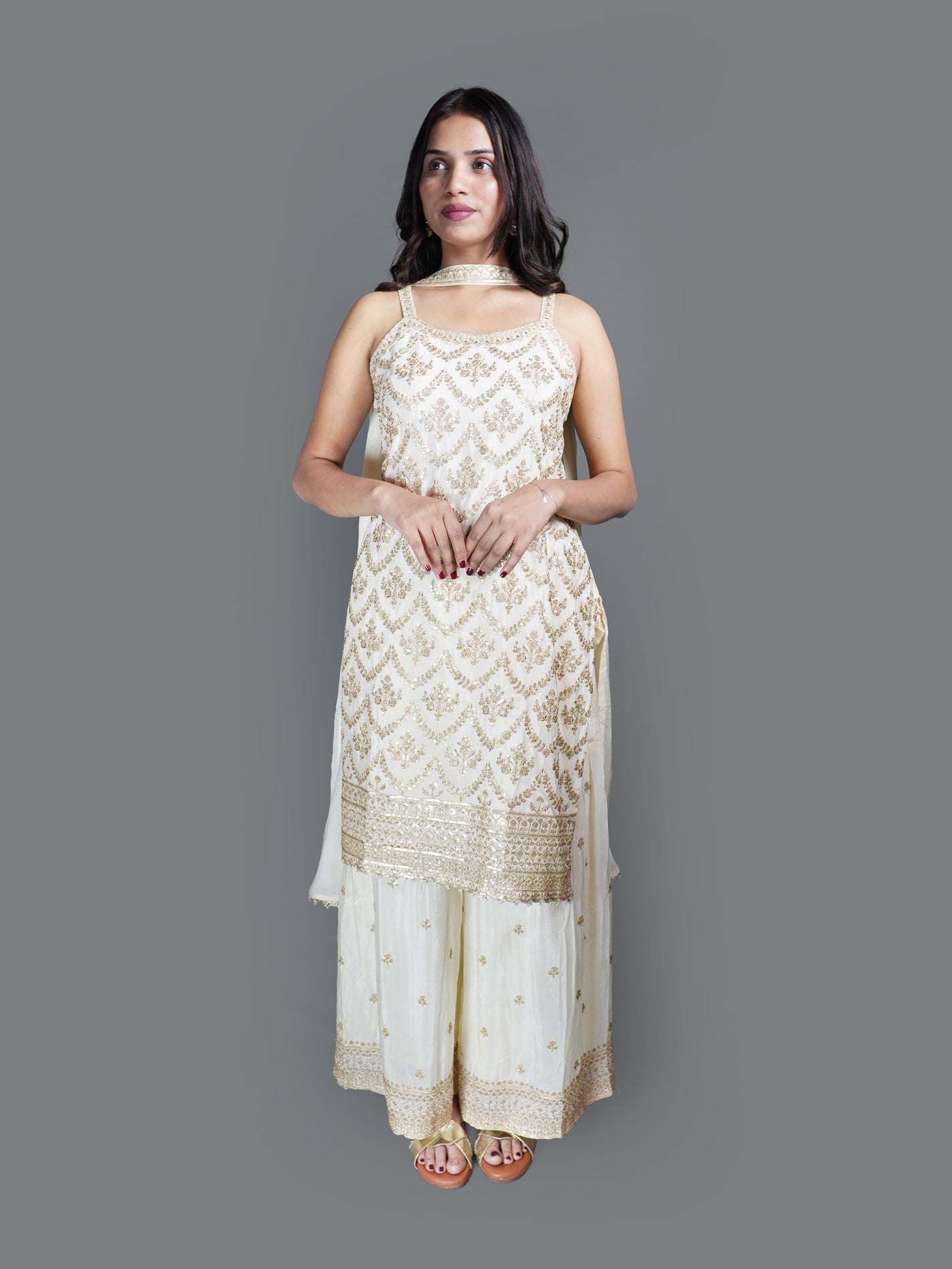 Ivory Dream Floral Sharara Set (GB-5847 SH R-30)
