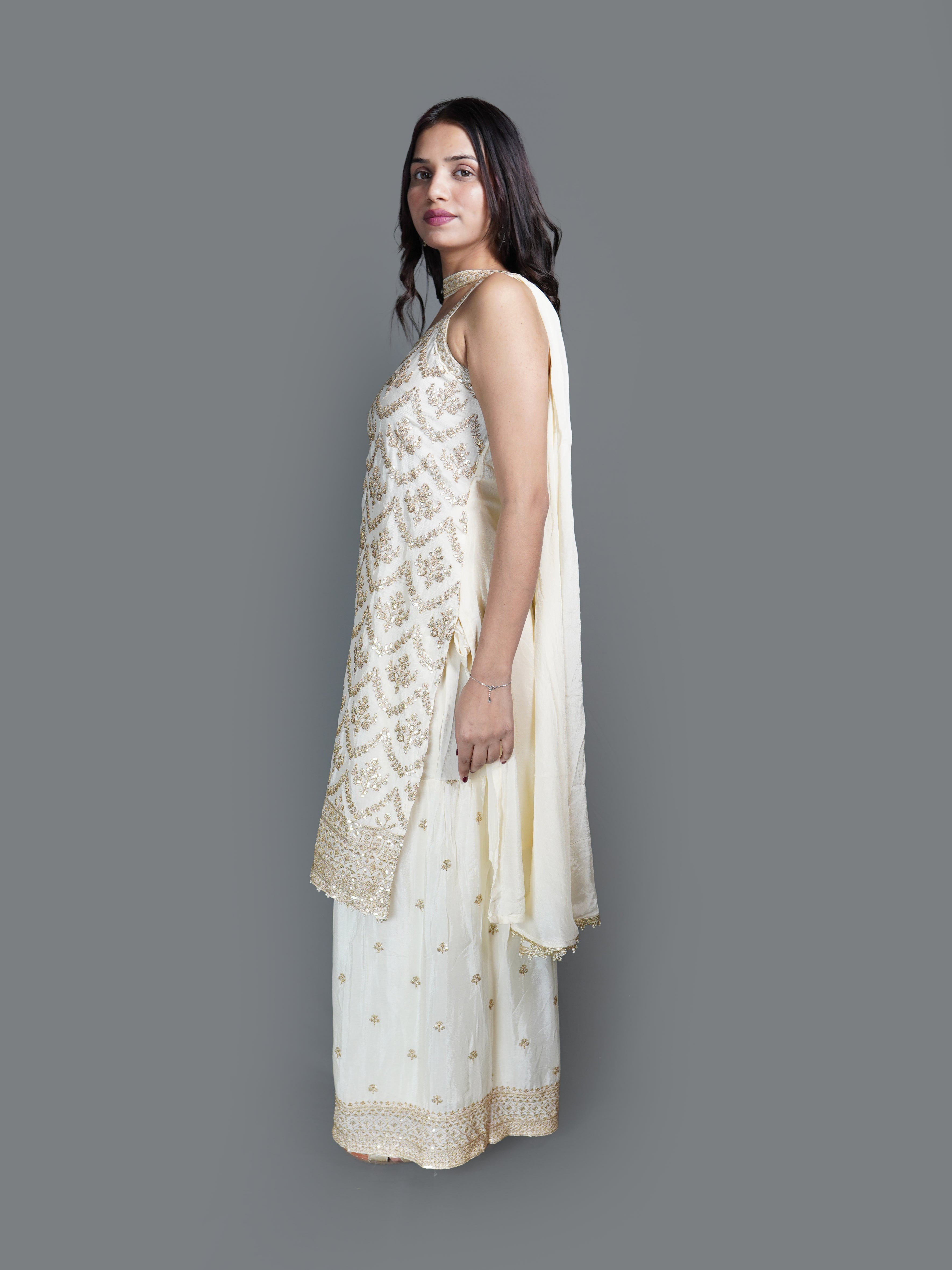 Ivory Dream Floral Sharara Set (GB-5847 SH R-30)