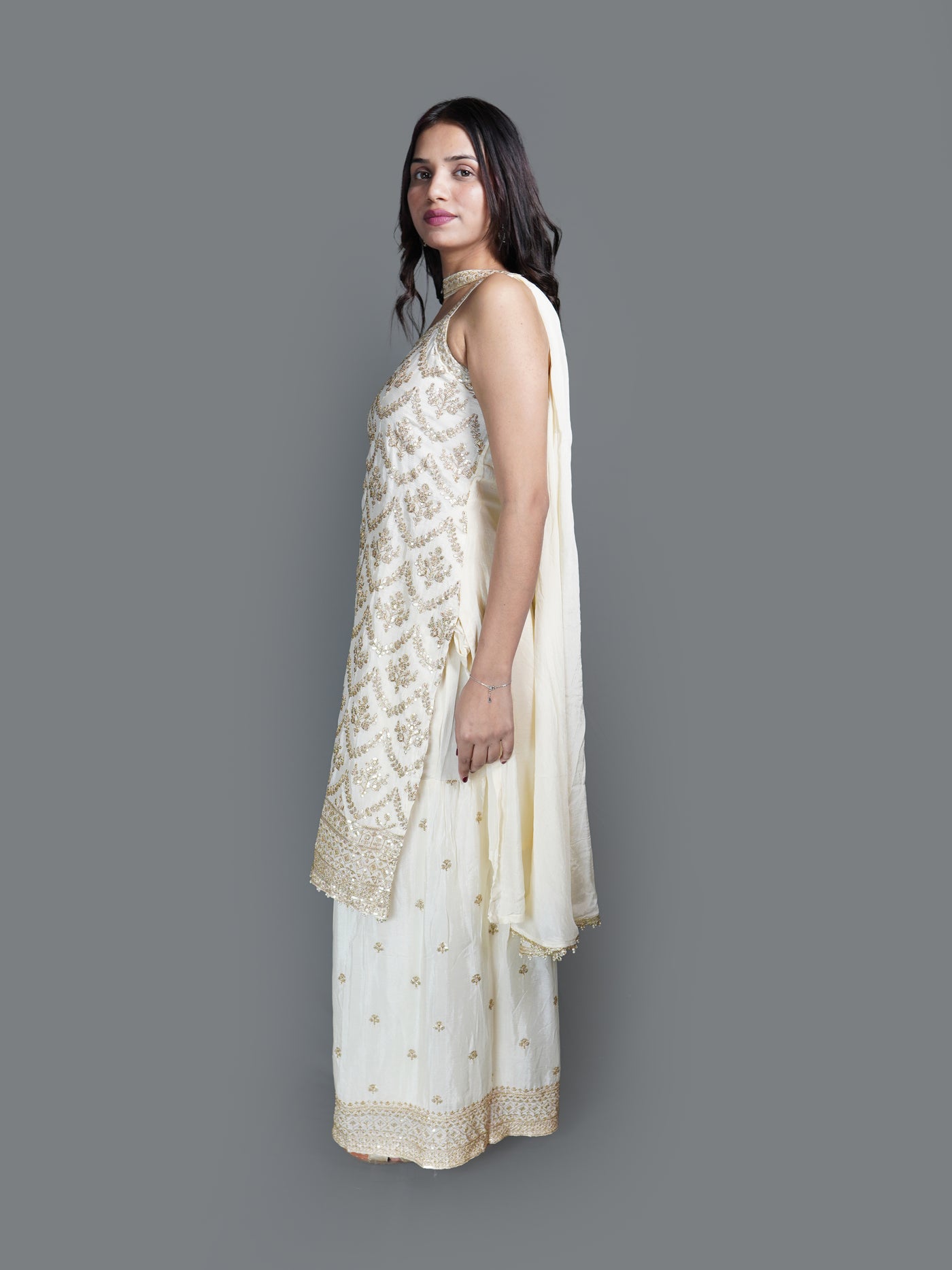 Ivory Dream Floral Sharara Set (GB-5847 SH R-30)