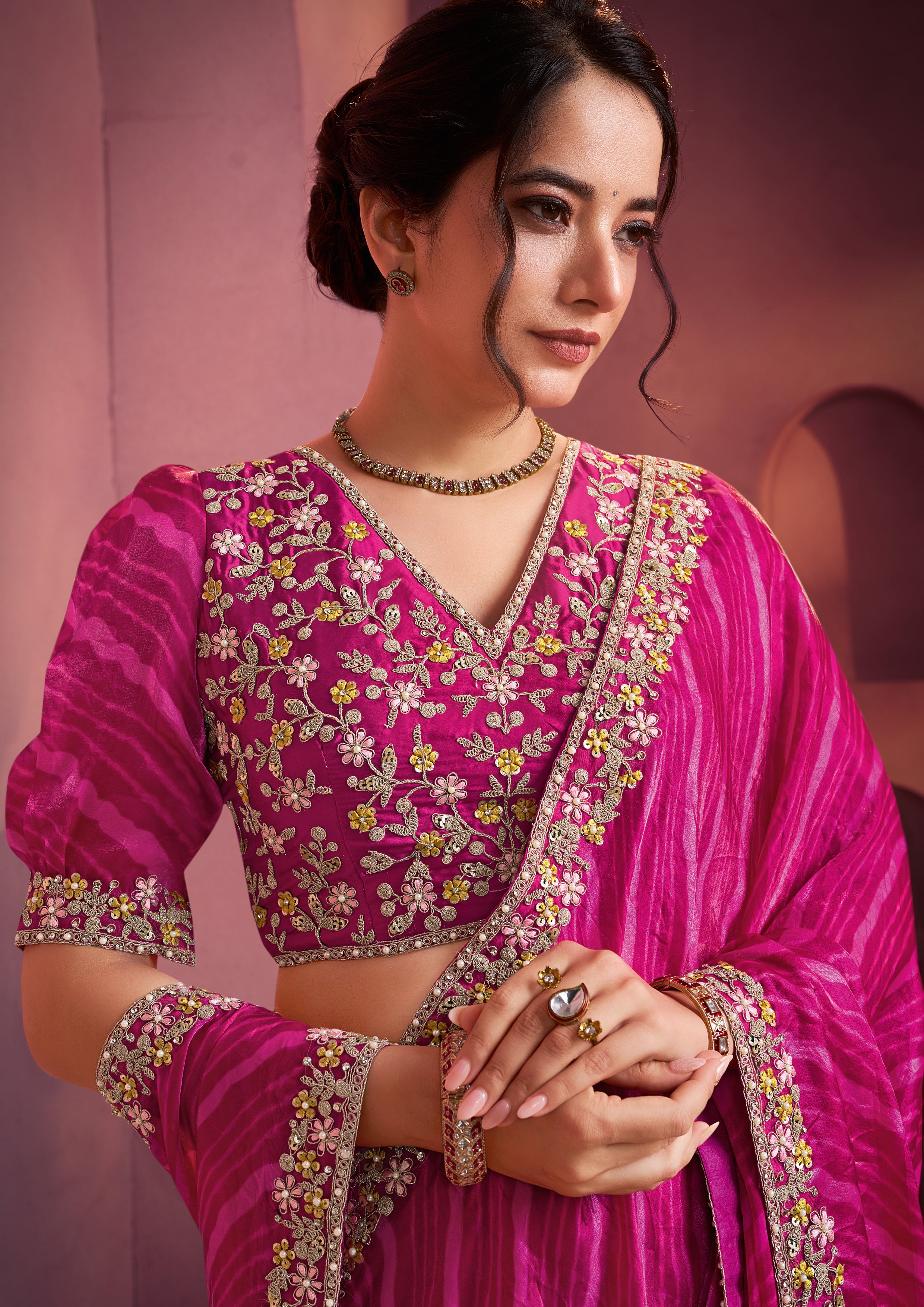 Vibrant Satin Silk Saree