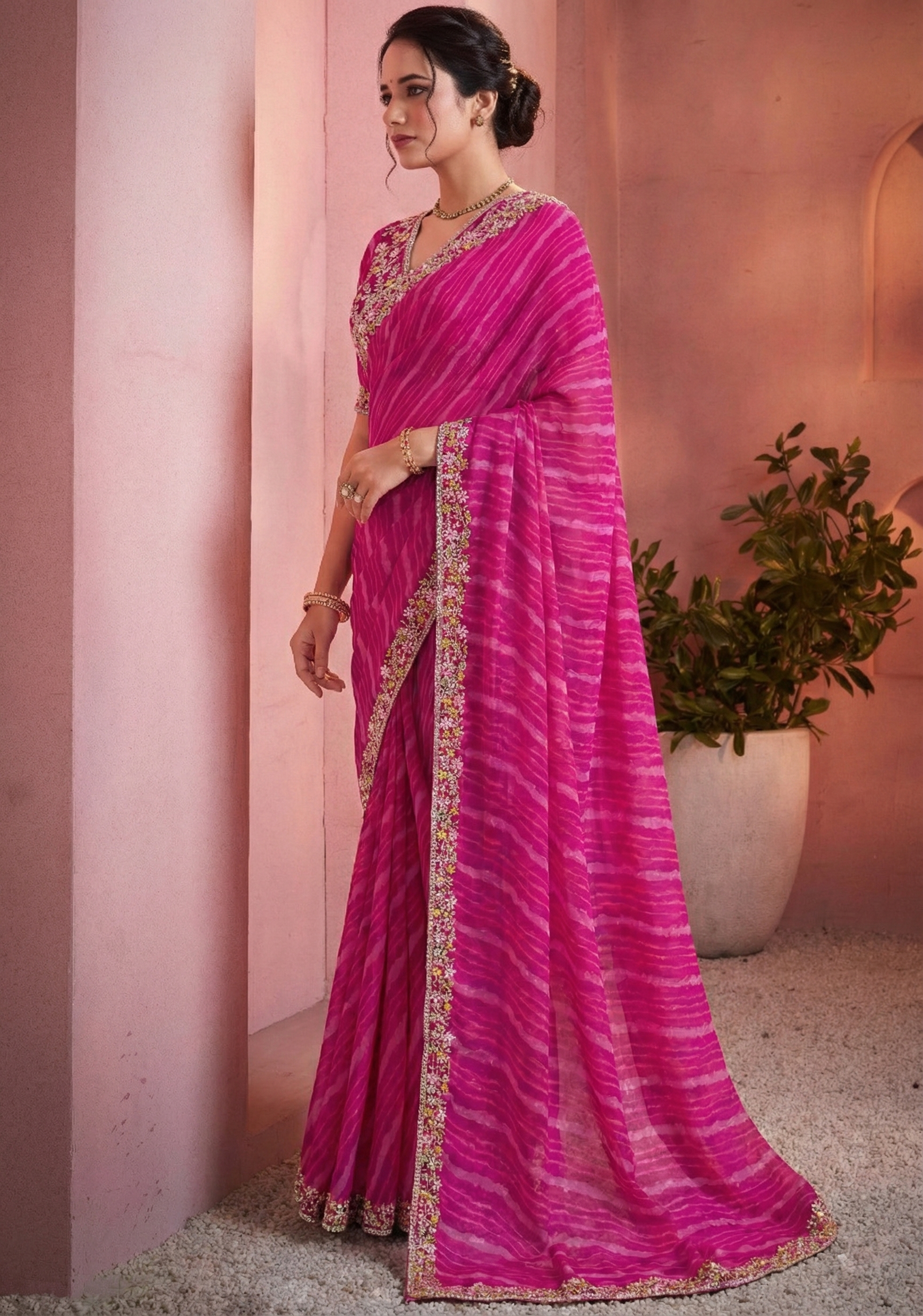 Vibrant Satin Silk Saree Main image