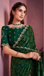 Green Satin Silk Saree