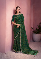 Green Satin Silk Saree