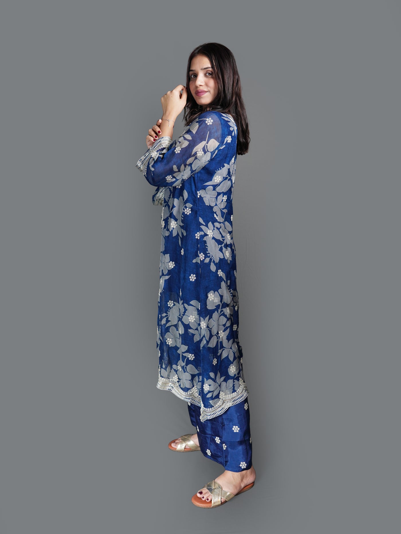 Indigo Blossom Printed Kurta Set (K-1970 M-85)