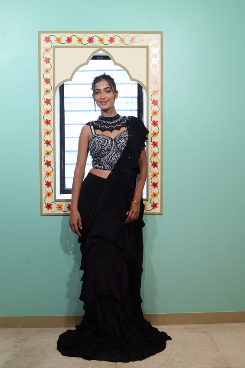 Stunning Black Lycra Saree