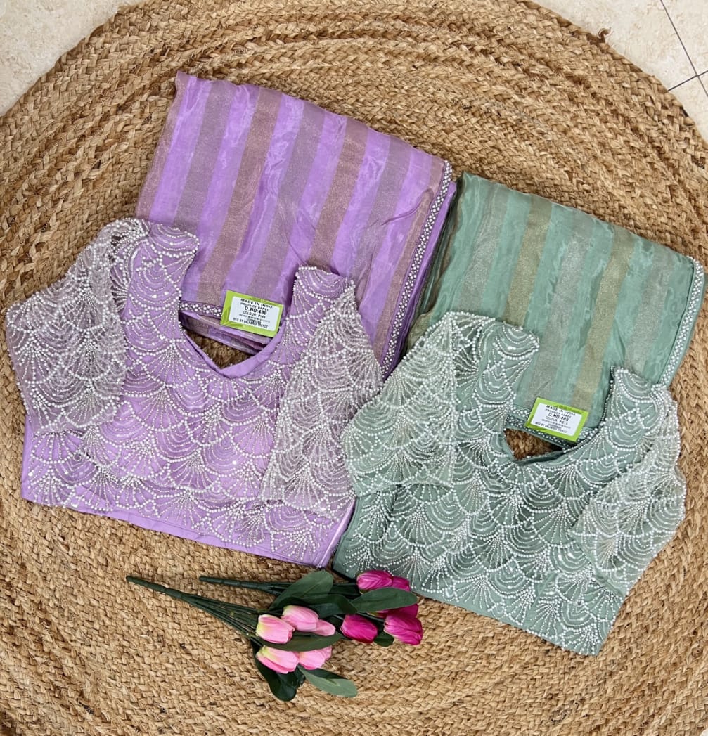 Pearl Stripe Saree (488 GS-11)