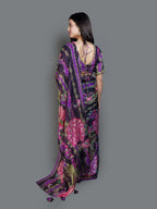 Vibrant Purple Floral Print Saree with Blouse (694-694221 R-20)