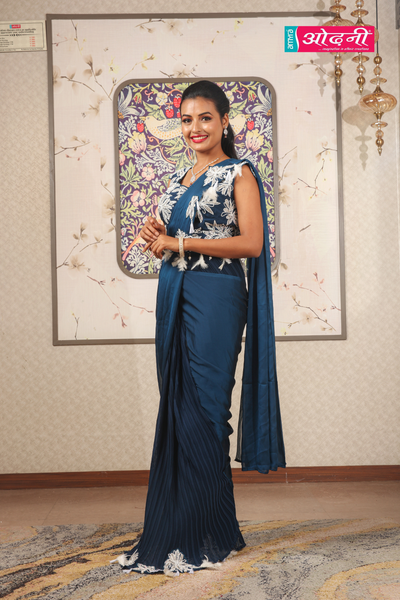 Midnight Blue Pre-Draped Saree (VC-182 BS-65)
