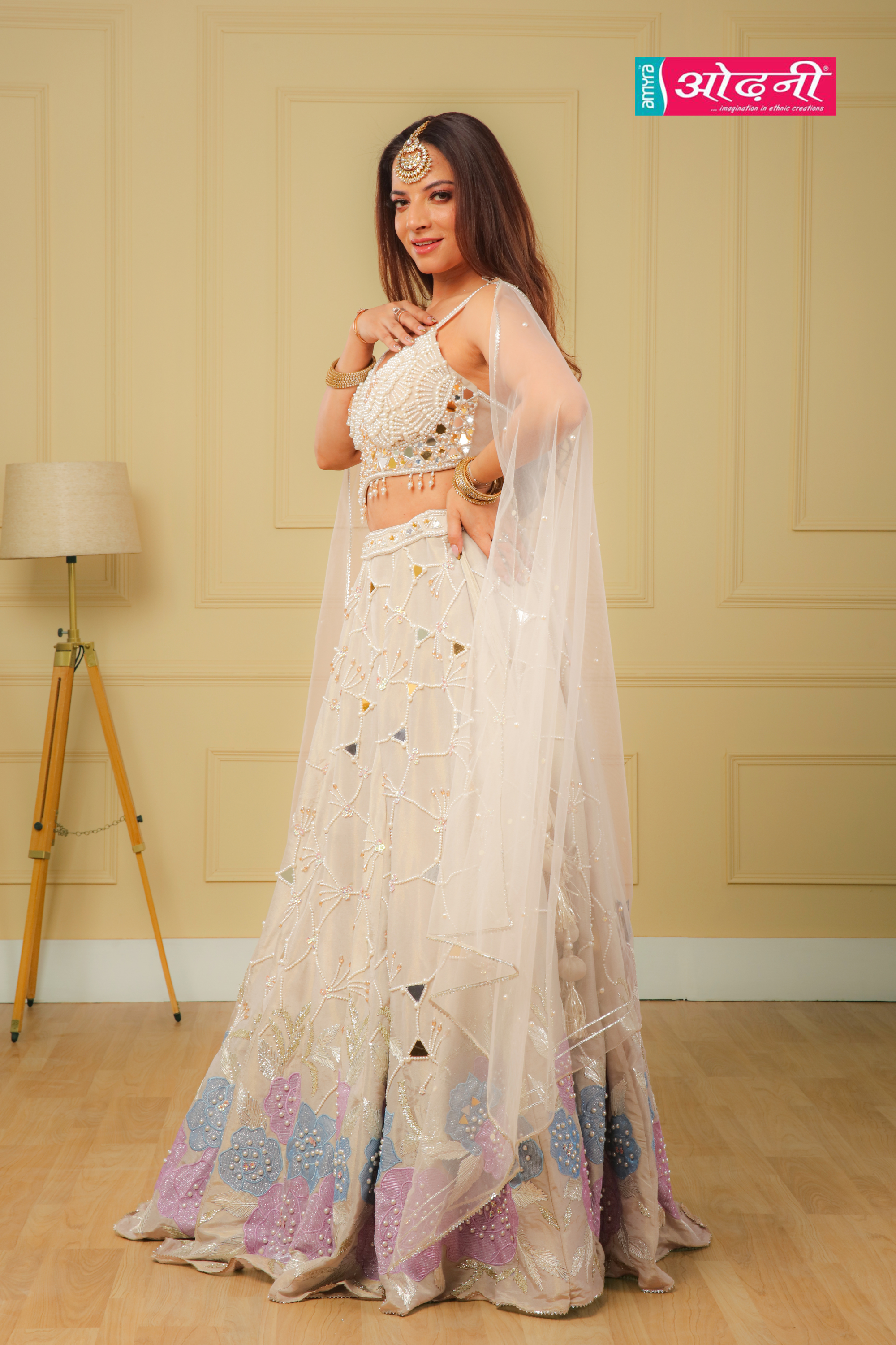 Ivory Pink Mirror-Work Lehenga (2637 M-87) Secondary image