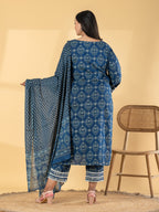 Indigo Cotton Silk Suit