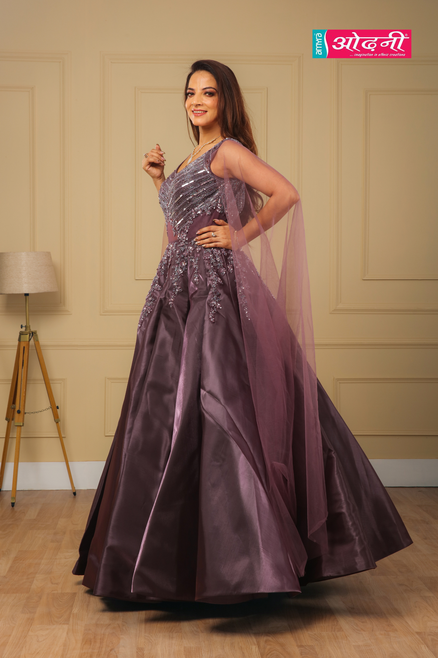 Twilight Purple Bloom Embellished Gown (G-1740 D-760)