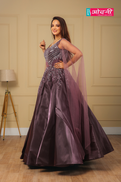 Twilight Purple Bloom Embellished Gown (G-1740 D-760)