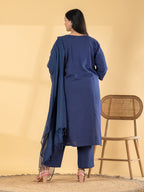 Indigo Starburst Chanderi Suit Set
