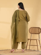Olive Glimmer Chanderi Set