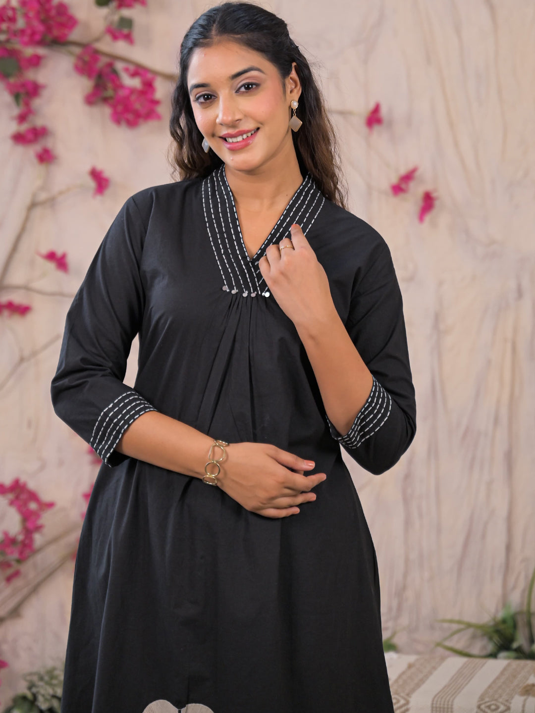Midnight Bloom A-Line Kurta Set