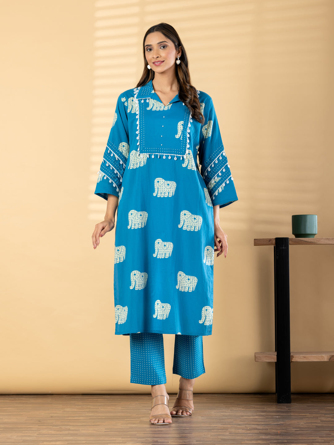 Printed Cotton Silk Suit