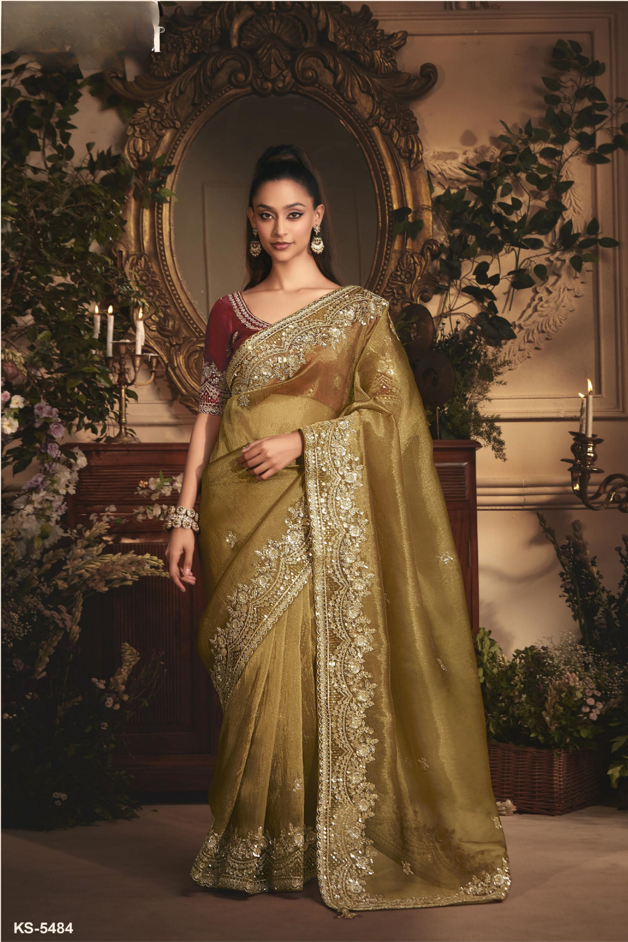 The 'Aged Gold Opulence' Saree (5484 GS-98)