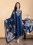 Indigo Cotton-Silk Suit