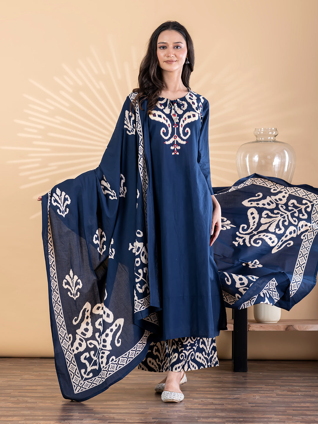 Indigo Cotton-Silk Suit