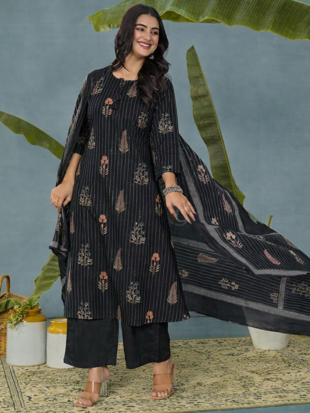 Printed Cotton-Silk Anarkali Suit Set
